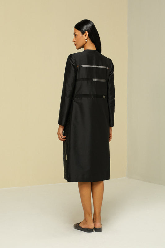 BLACK STRIPE LIGHT WEIGHT REVERSIBLE LONG JACKET