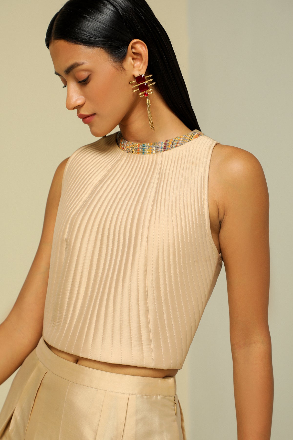 GOLD QUILTED CROP TOP