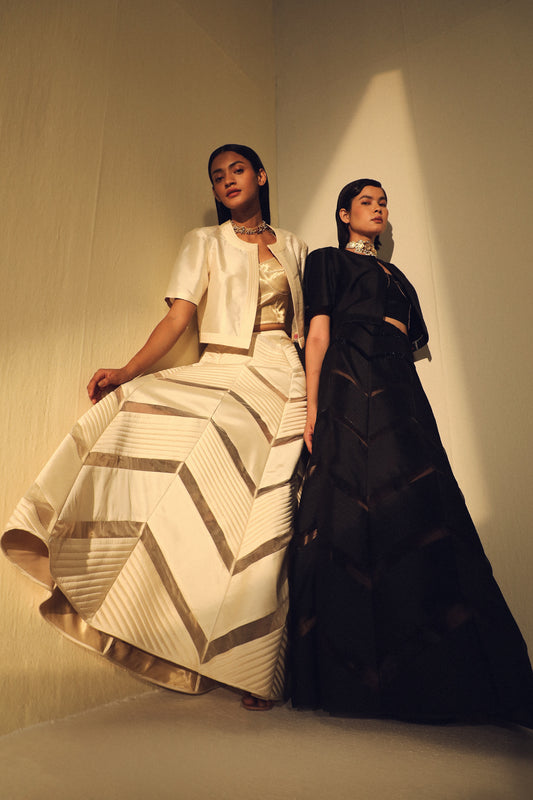 Off White and Black Skirt