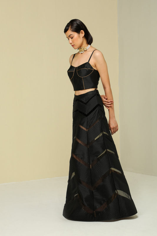 BLACK ZIG-ZAG REVERSIBLE SKIRT