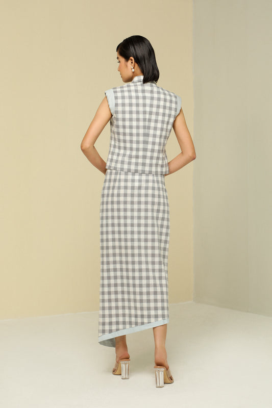GREY & WHITE CHECK SKIRT