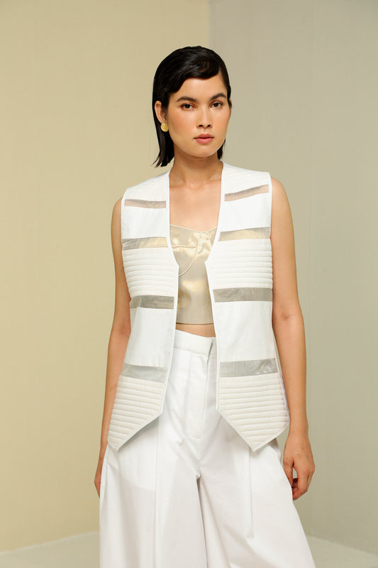 WHITE REVERSIBLE WAISTCOAT