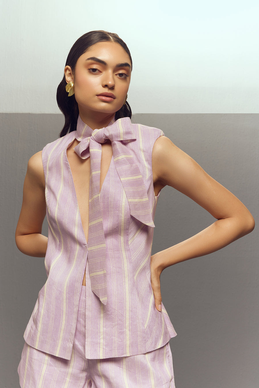LAVENDER LINEN SHORTS SET