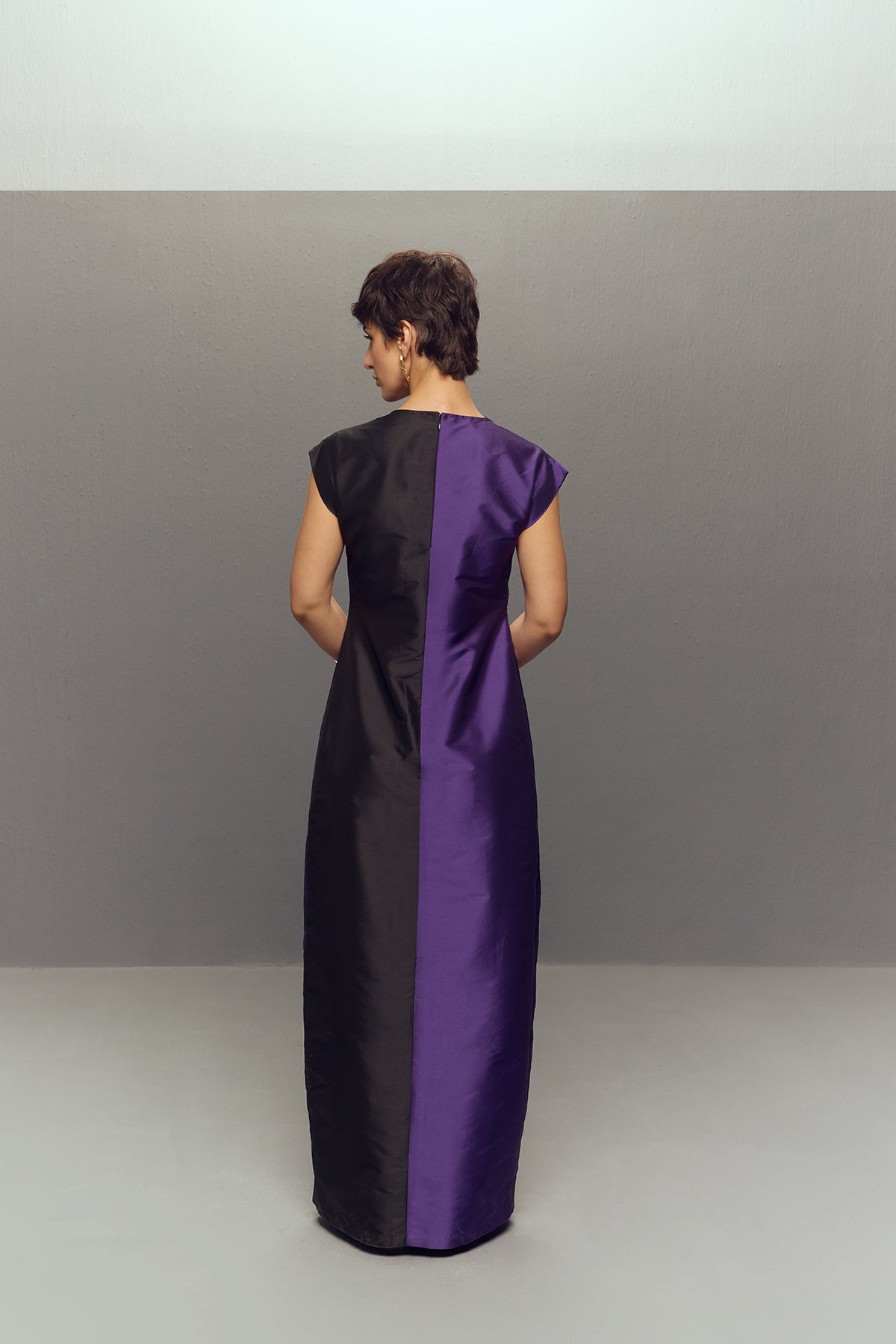 PURPLE LONG RIPPLE DRESS