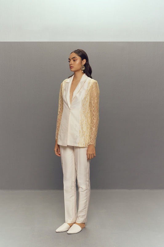 WHITE CHANTILLY LACE SUIT