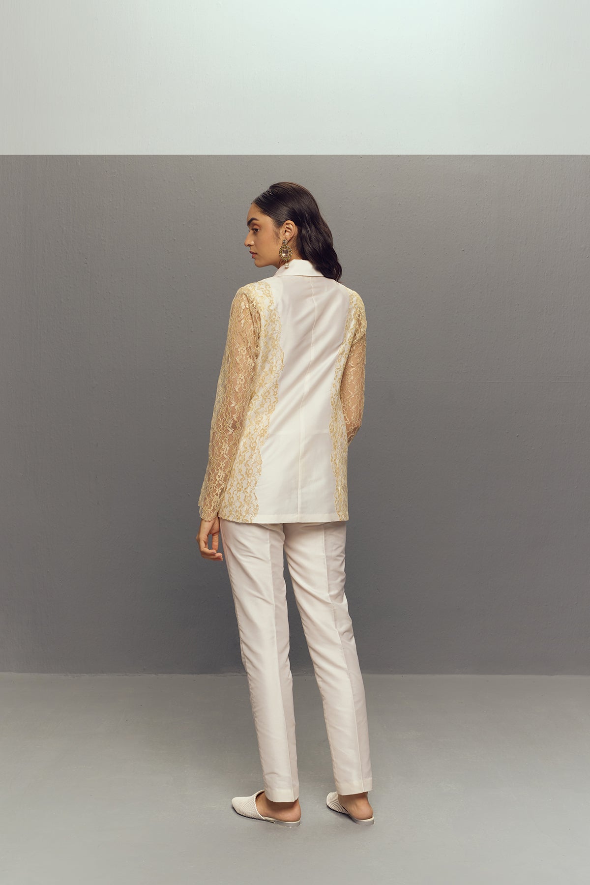 WHITE CHANTILLY LACE SUIT