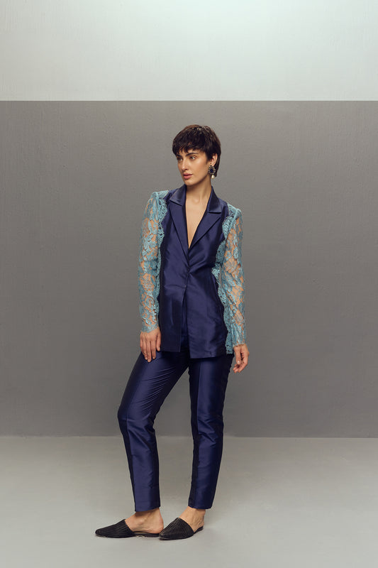 BLUE CHANTILLY LACE SUIT