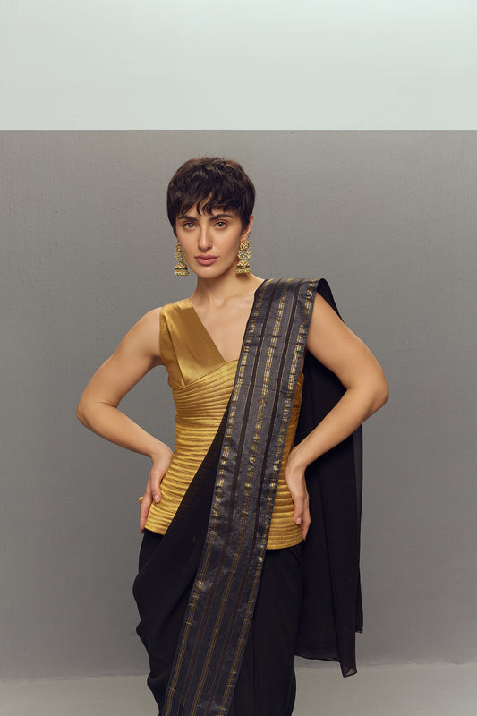 RIPPLE GOLD QUILTED CORSET TOP