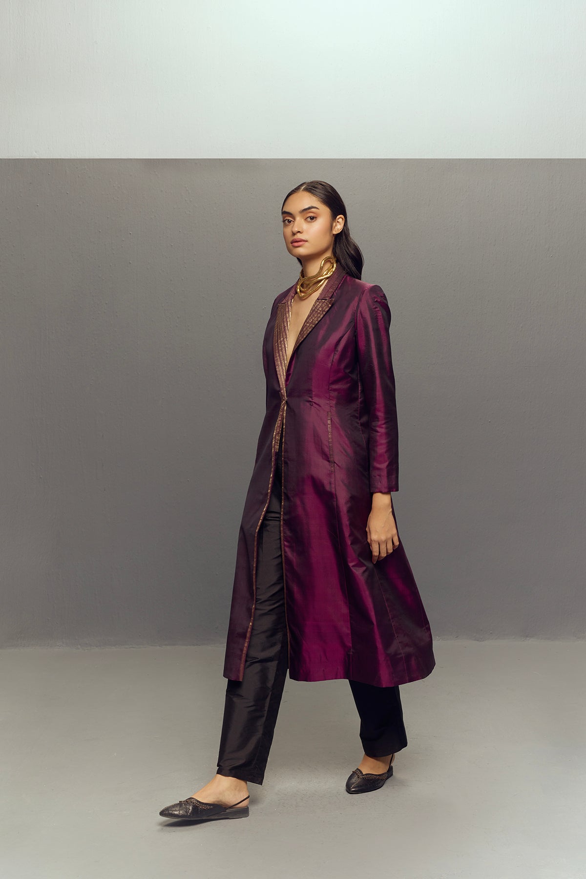 LAPEL LONG JACKET UPSAREE