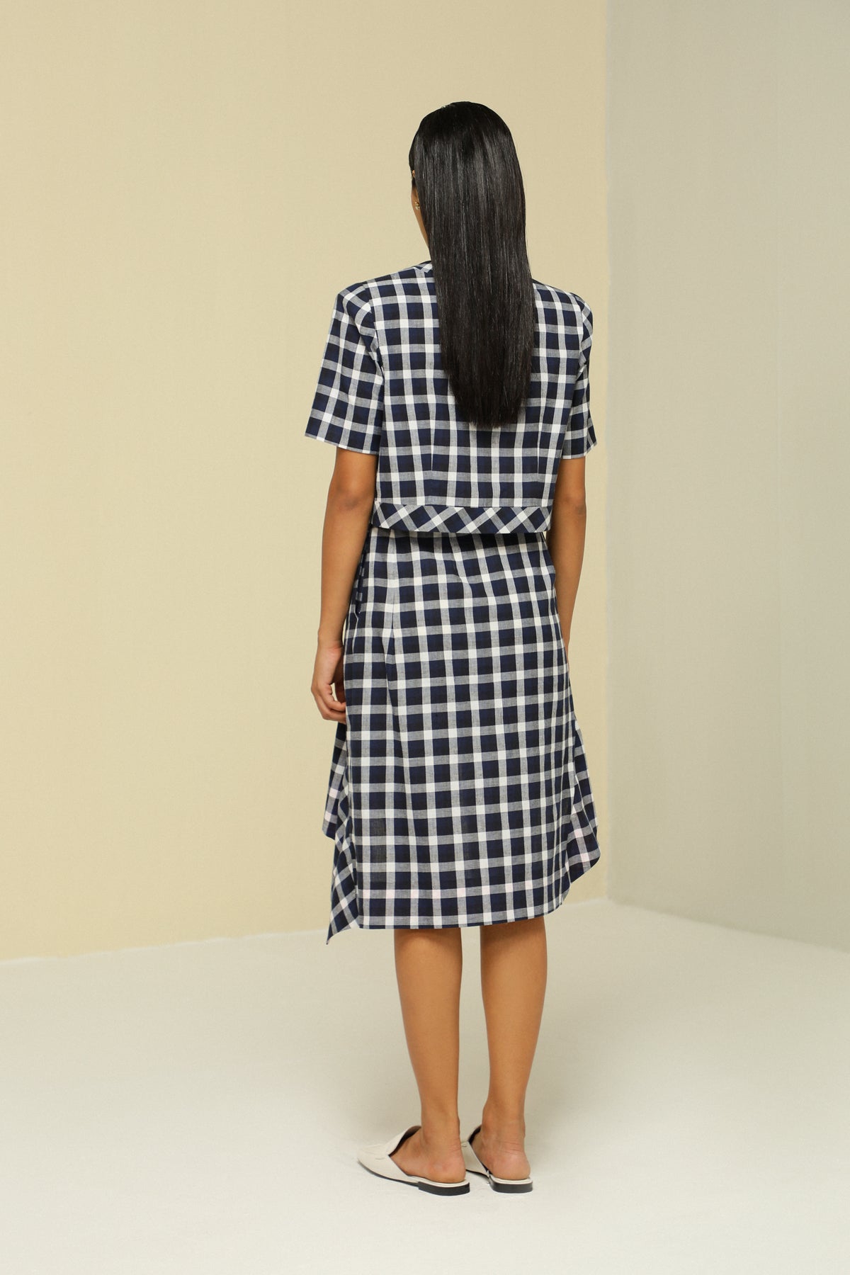 BLUE & WHITE CHECK SKIRT