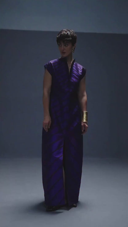PURPLE LONG RIPPLE DRESS