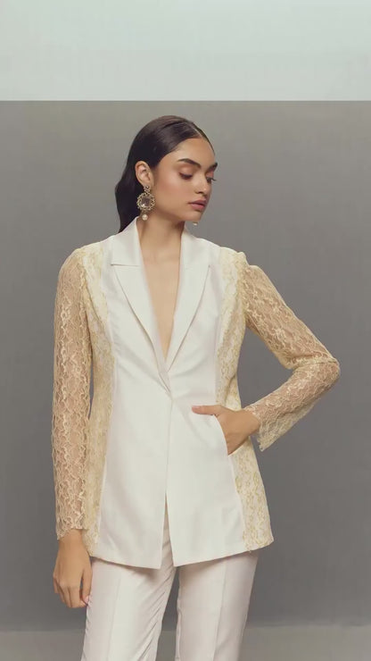 WHITE CHANTILLY LACE SUIT