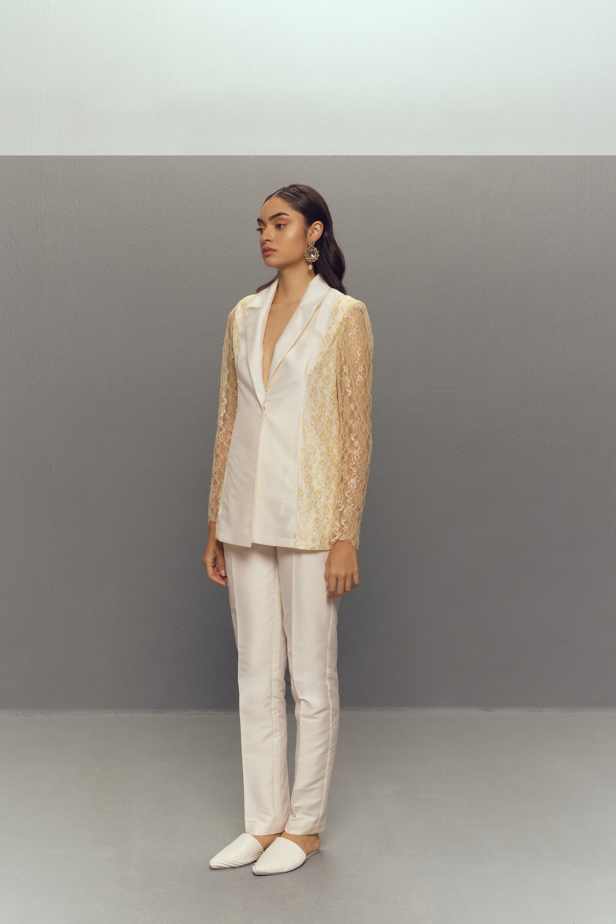 WHITE CHANTILLY LACE SUIT