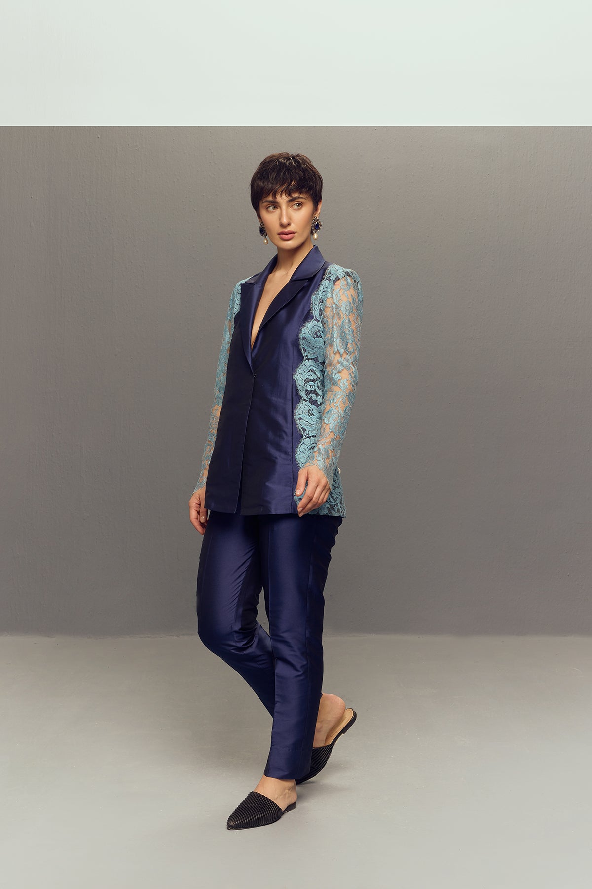 BLUE CHANTILLY LACE SUIT