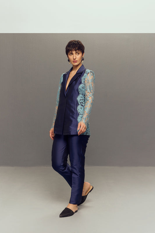 BLUE CHANTILLY LACE SUIT