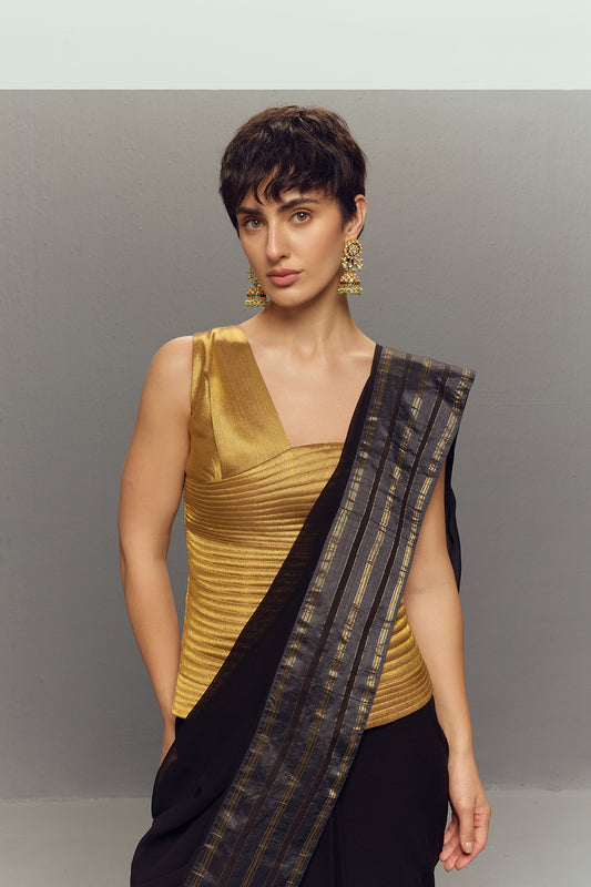 RIPPLE GOLD QUILTED CORSET TOP